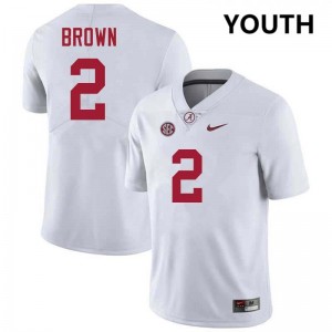 Alabama Zabien Brown Youth White #2 NCAA Football Jersey - Game Day Ready Performance Fit 92256226