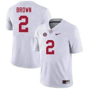 Alabama Zabien Brown Men White #2 NCAA Football Jersey - Game Day Ready Performance Fit 77411759