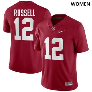 Keelon Russell Bama #12 Crimson Women Football Embroidery Jersey - Authentic Player Edition 30100418